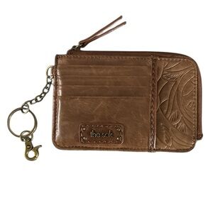 The Sak Leaf Embossed Leather Zip Around Card Holder with Key Ring
